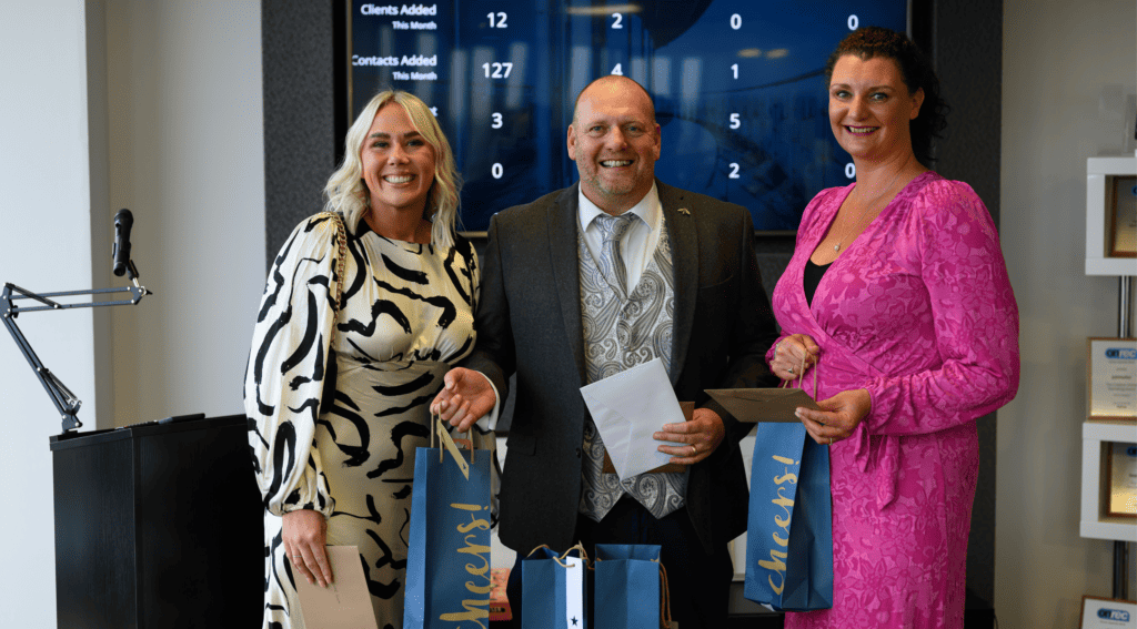Kate Donoghue (left) with MD Martin Blythe and Head of HR Cheryl Jones.
